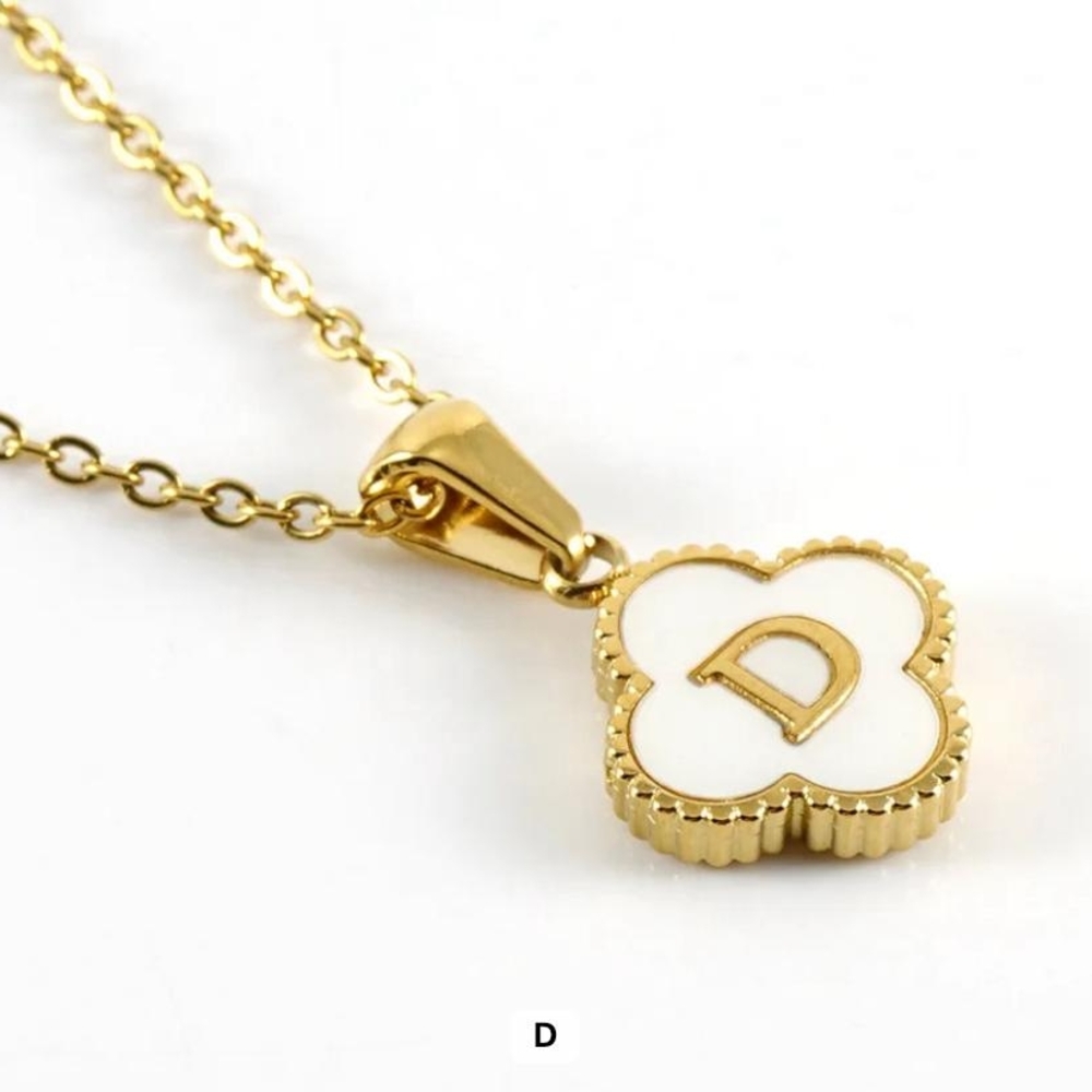 Gold and White Pendant Necklace